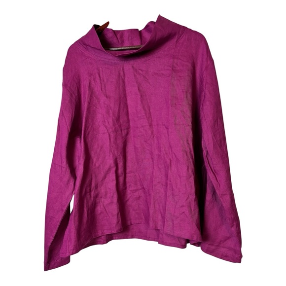 Lintico 100% Linen Draped Neck HOLLIS blouse Top violet velvet size XL - Picture 10 of 11